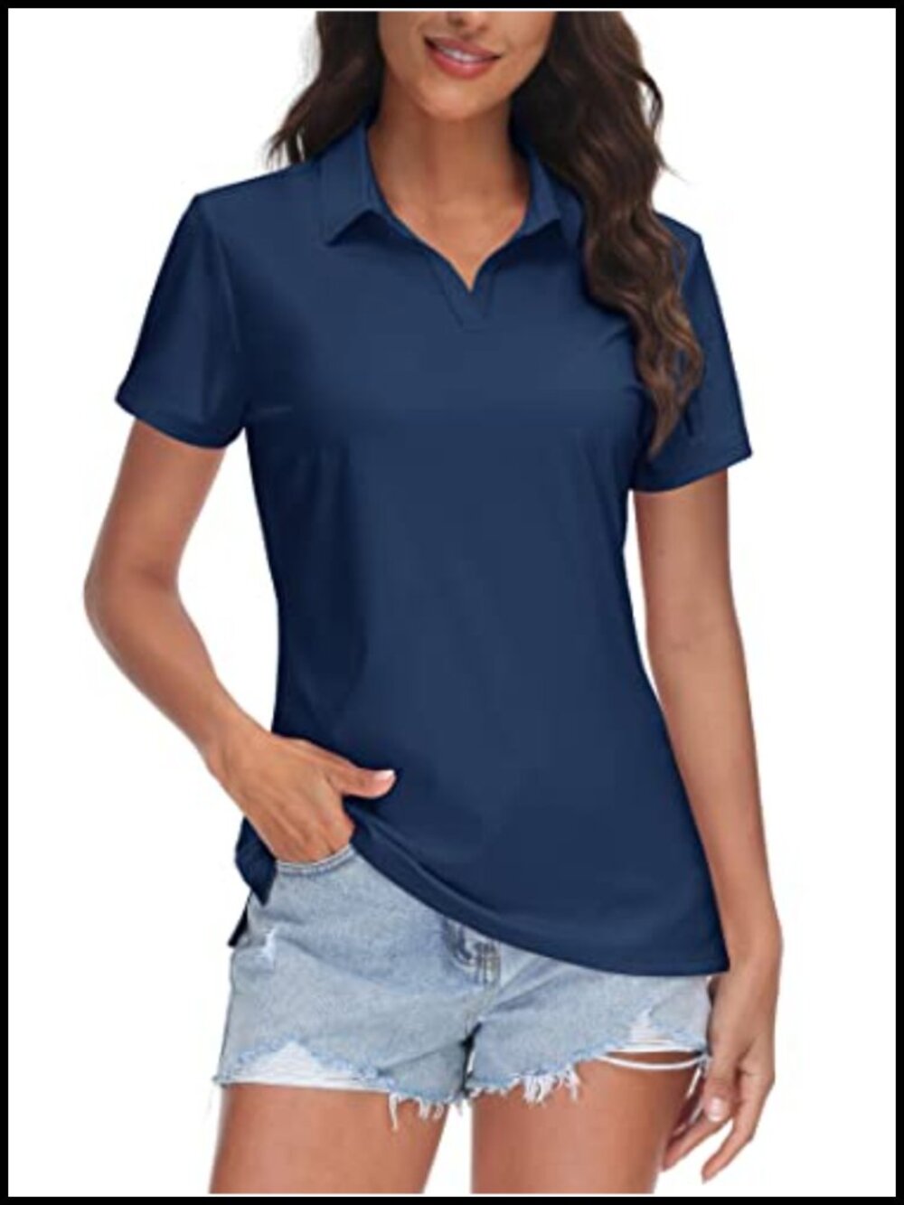 V-Neck Polo Shirt UPF 50+ Short Sleeve Quick Dry Golf Tennis Top